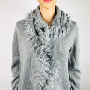 Womens Faux-Fur Open-Front Car Modern Metal K#15